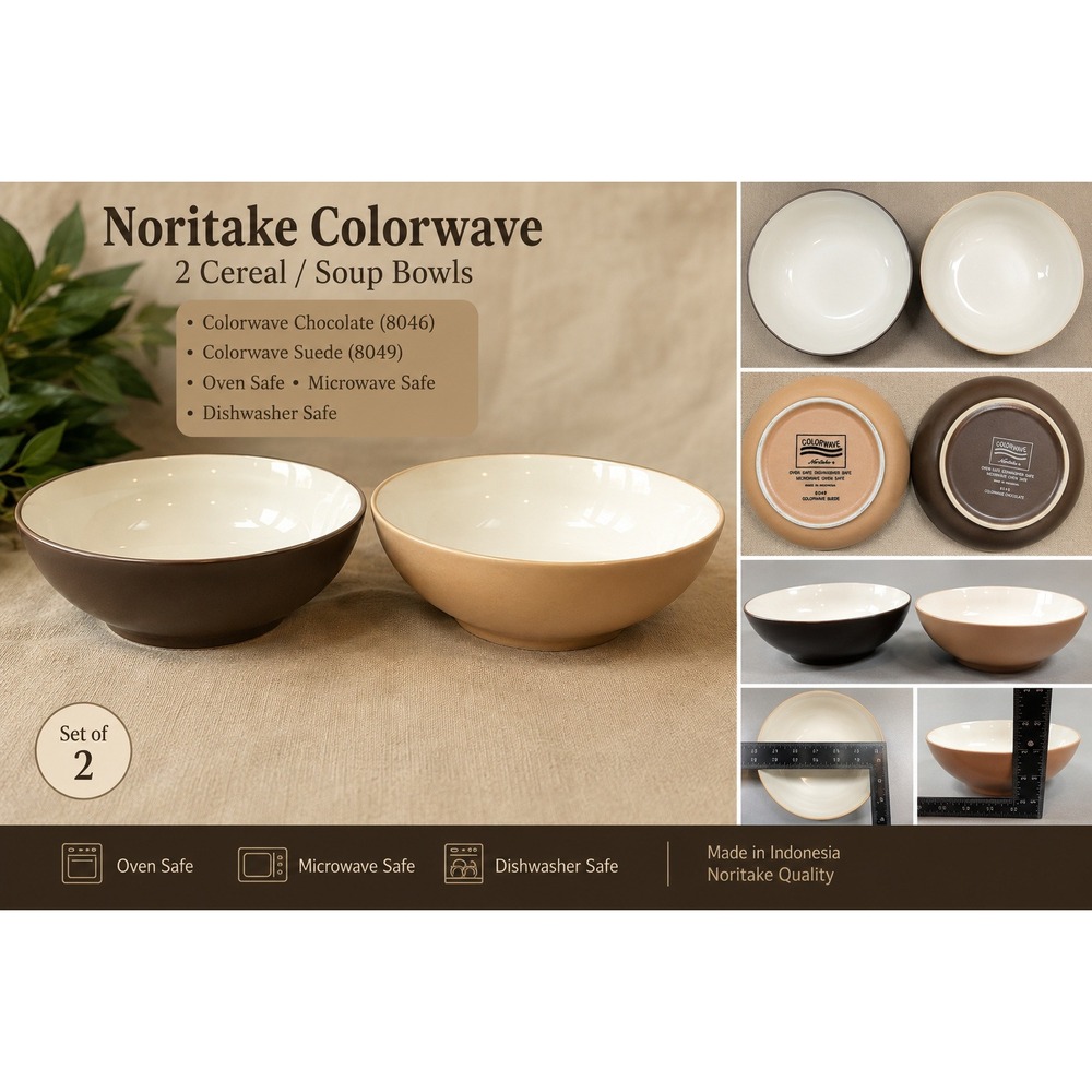 Noritake Colorwave‎ Small Bowls Set of 2 Chocolate 8046 Suede 8049 Stoneware Br